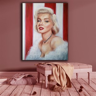 İnci Kolyeli Marilyn Monroe Kanvas Tablo