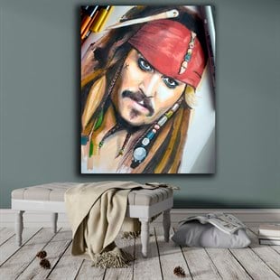Jack Sparrow Kırmızı Bandanalı Kanvas Tablo