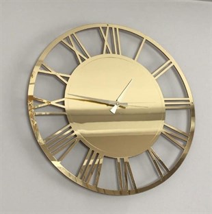 Pleksi Aynalı Duvar Saatleri | Aynalı SaatlerPleksi Duvar Saati Roma Rakamlı Yuvarlak Gold RenkPleksi Saatler