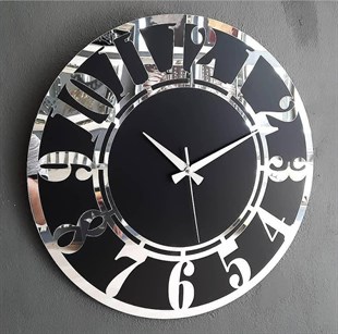 Pleksi Aynalı Duvar Saatleri | Aynalı SaatlerPleksi Duvar Saati Sayılı İçi Siyah Yuvarlak GümüşPleksi Saatler