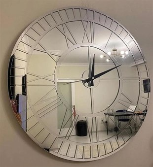 Pleksi Aynalı Duvar Saatleri | Aynalı SaatlerPleksi Duvar Saati Roma Rakamlı İçi Dışı GümüşPleksi Saatler