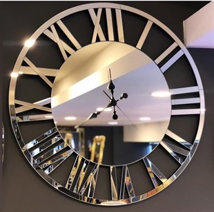 Pleksi Aynalı Duvar Saatleri | Aynalı SaatlerPleksi Duvar Saati Roma Rakamlı Gümüş YuvarlakPleksi Saatler
